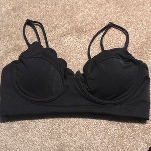 Black scalloped bathing suit top